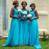 High Neck Chiffon Bridesmaid Dress, Wedding Party Dresses